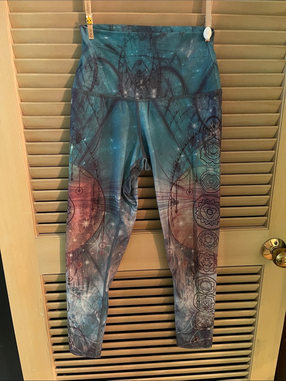 Evolution and Creation Teal and Purple Cosmic Print Leggings